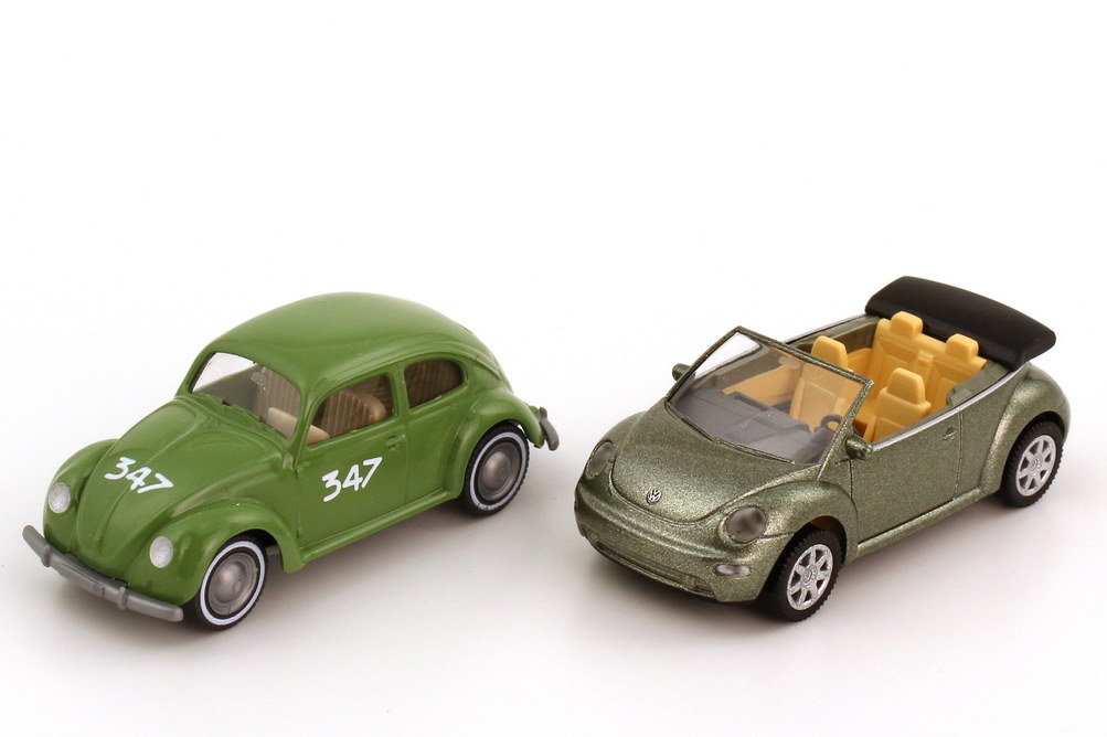 Foto 1:87 VW-AutoMuseum-Setpackung Mille Miglia 2004 (Brezel-Käfer Mille Miglia 1954 Nr.347, Strähle + Beetle Cabrio cedergrün) Werbemodell Wiking
