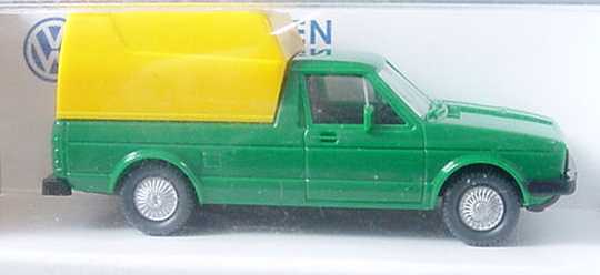 Foto 1:87 VW Caddy I Kasten grün/gelb Werbemodell Wiking