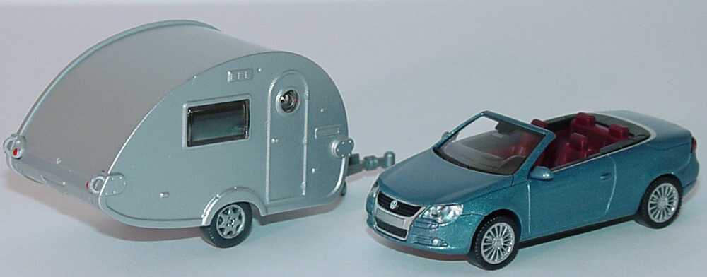 Foto 1:87 VW Eos eismeerblau-met. (IA rot) mit Tabbert T@b Wohnwagen Werbemodell Wiking 1F0099301A