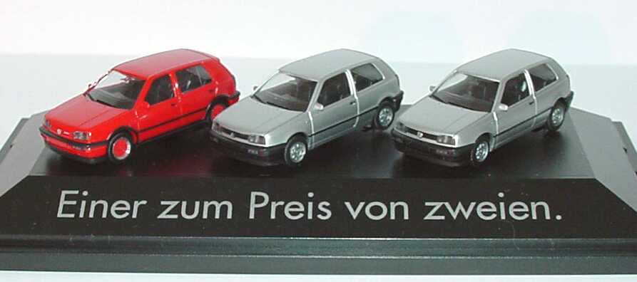 Foto 1:87 VW Golf Einer zum Preis von zweien (3 VW Golf) herpa 181853