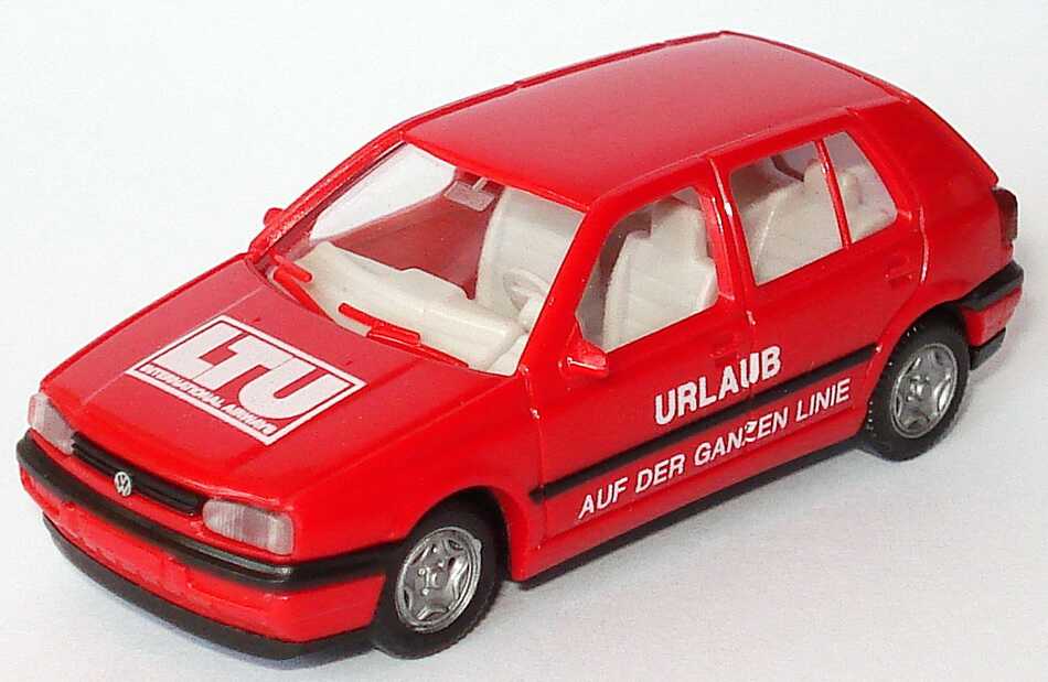 Foto 1:87 VW Golf III 4türig rot LTU - Urlaub auf der ganzen Linie Wiking