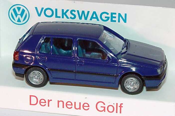 Foto 1:87 VW Golf III GL 4türig dunkelblau Der neue Golf Werbemodell Wiking