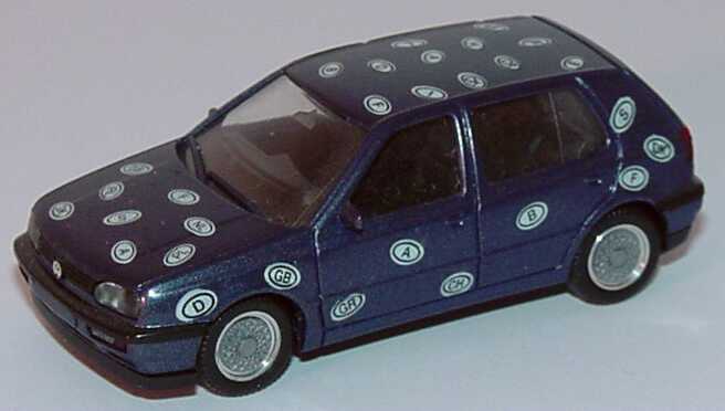 Foto 1:87 VW Golf III GL 4türig dunkelblau-met. mit Länderkennzeichen Dankeschön Europa Werbemodell herpa