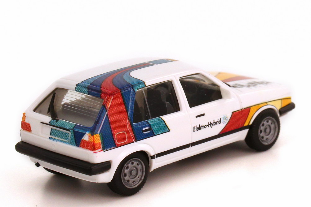 Foto 1:87 VW Golf II 4türig Elektro-Hybrid Versuchsfahrzeug Rank Xerox Schweiz herpa 089005