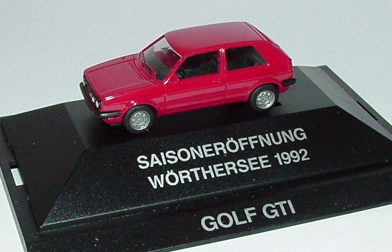 Foto 1:87 VW Golf II GTI 2türig rotviolet Saisoneröffnung Wörthersee 1992 herpa