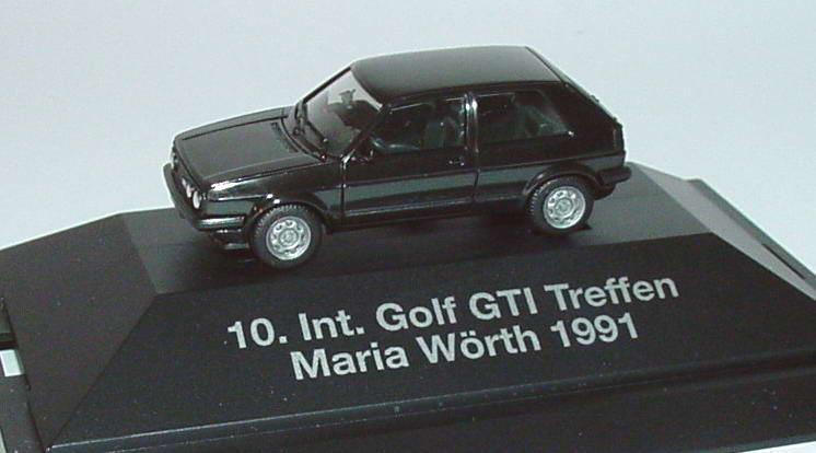 Foto 1:87 VW Golf II GTI schwarz 10. Int. Golf GTI Treffen Maria Wörth 1991 - herpa 020518