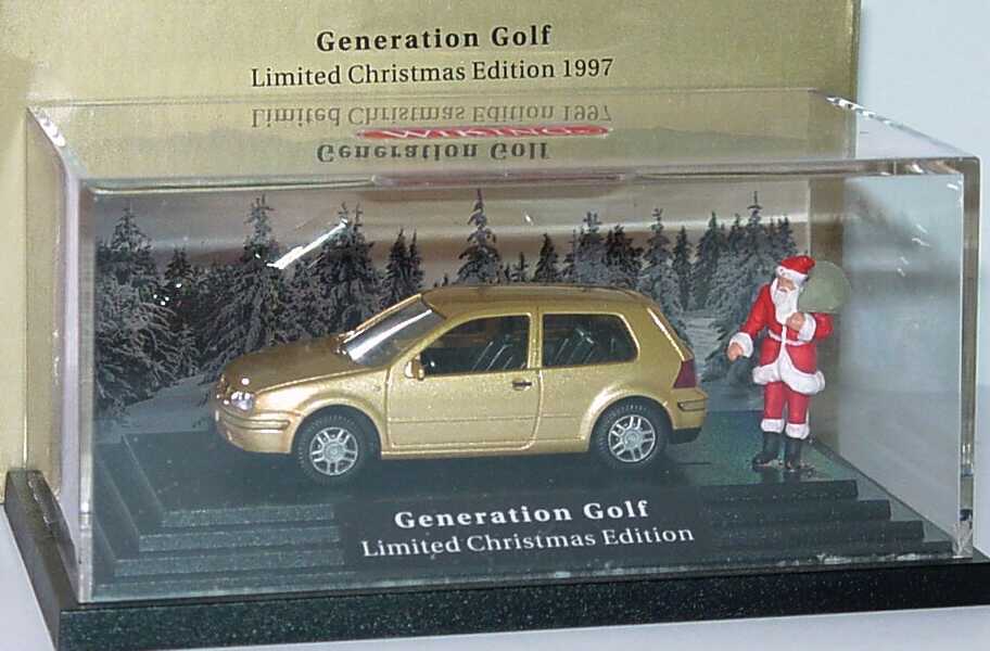 Foto 1:87 VW Golf IV 2türig gold-met. Generation Golf - Limited Christmas Edition 1997 Werbemodell Wiking