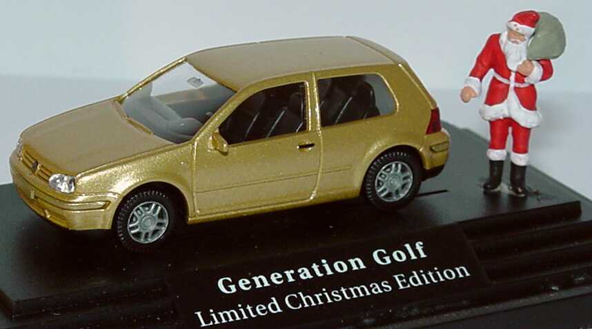 Foto 1:87 VW Golf IV 2türig gold-met. Generation Golf - Limited Christmas Edition 1997 Werbemodell Wiking
