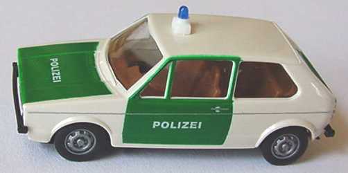 Foto 1:87 VW Golf I 2türig Polizei weiß/grün Brekina 25506