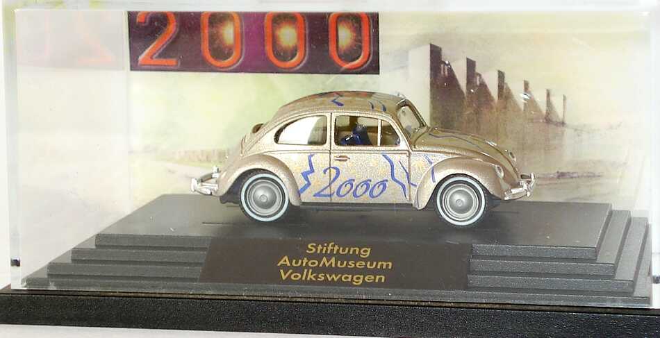 Foto 1:87 VW Käfer 1200 II blassgold-met. Milleniumsmodell, Stiftung AutoMuseum Volkswagen 2000 Werbemodell Wiking 81051
