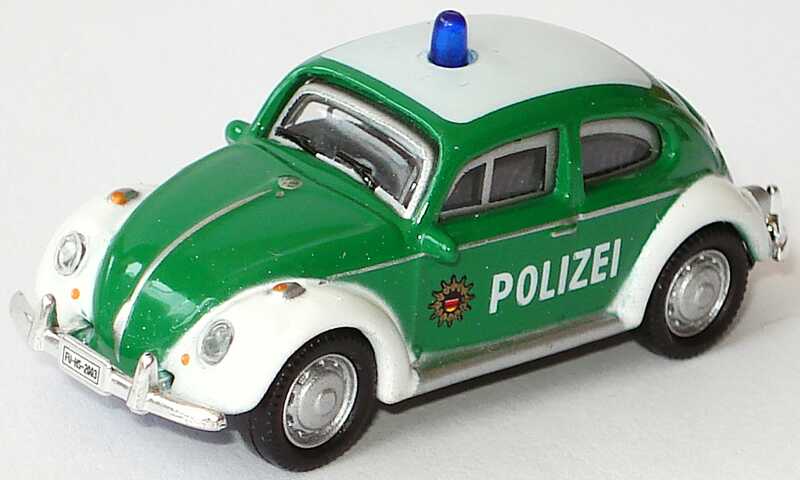 Foto 1:87 VW Käfer 1300 Polizei grün/weiß (Bastelware) Schuco