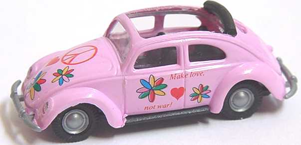 Foto 1:87 VW Käfer Brezelfenster Cabriolimousine Make love not war hellrosa Praliné