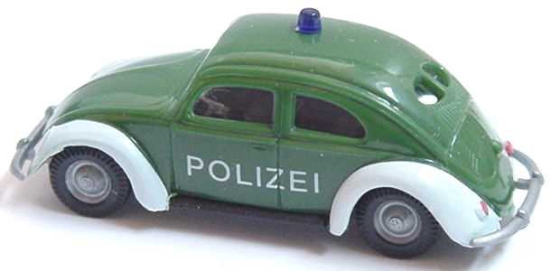 Foto 1:87 VW Käfer Brezelfenster Polizei grün/weiß Praliné