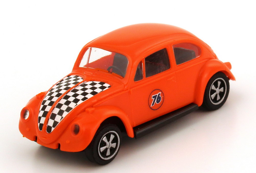 Foto 1:87 VW Käfer 1300 (Modell 1957-1964, Rechteckkäfer) orange 76 mit Porsche-Fuchs-Felgen, Custom Showcar Brekina 2500