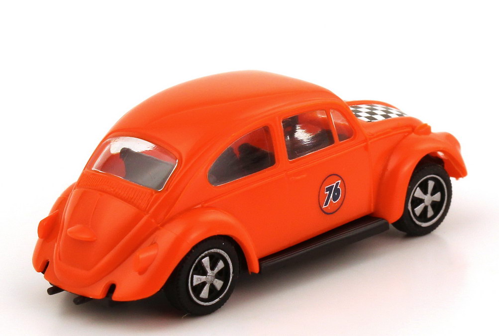 Foto 1:87 VW Käfer 1300 (Modell 1957-1964, Rechteckkäfer) orange 76 mit Porsche-Fuchs-Felgen, Custom Showcar Brekina 2500