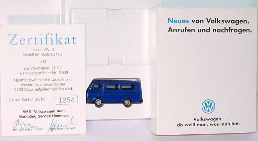 Foto 1:87 VW LT 28 Bus royalblau Neues von Volkswagen. Anrufen und nachfragen (mit Zertifikat, ohne Telefonkarte) herpa