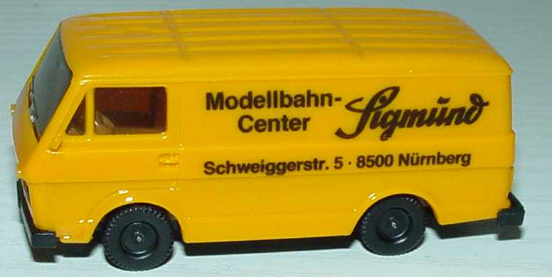 Foto 1:87 VW LT 28 Kasten Modellbahn-Center Sigmund, Nürnberg orange herpa