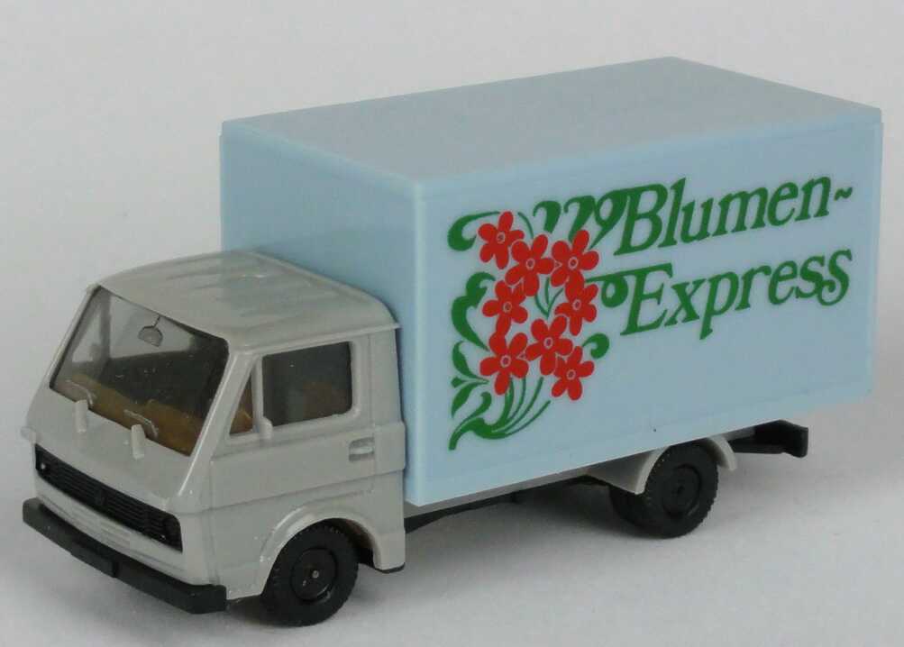 Foto 1:87 VW LT 28 Koffer Blumen-Express (Fh. grau, Koffer hellblau) herpa 4018
