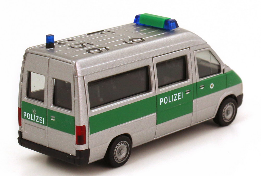 Foto 1:87 VW LT (LT2) Bus Hochdach Polizei F9 456 silber/grün herpa 045636