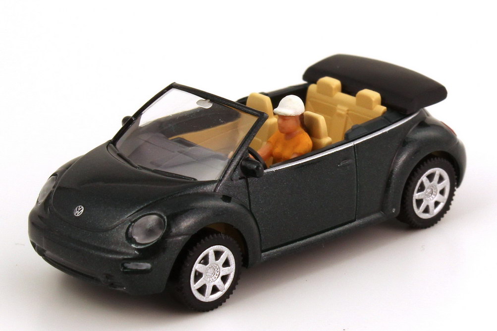 Foto 1:87 VW New Beetle Cabrio nordsee-grün-met. mit Fahrerin Wiking 03201