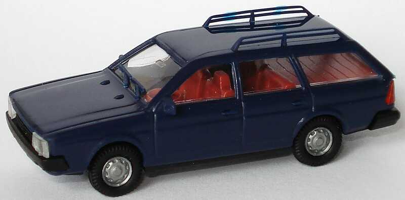 Foto 1:87 VW Passat II Variant mit Dachreeling nachtblau, IA rot euromodell