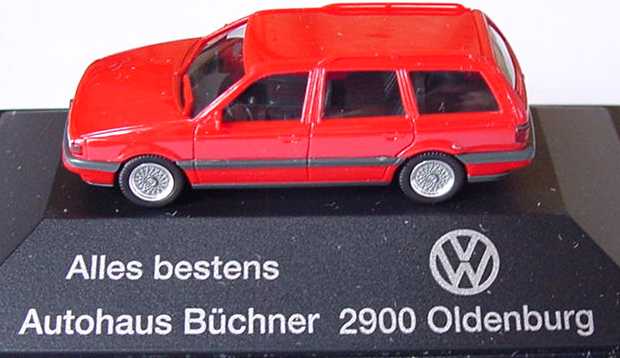 Foto 1:87 VW Passat Variant Typ B3 rot - Autohaus Büchner Oldenburg - herpa 160421