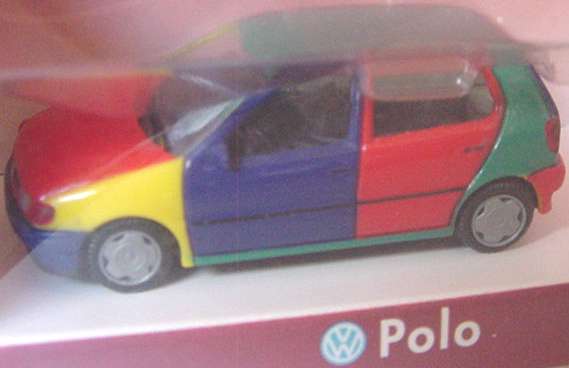 Foto 1:87 VW Polo 4türig Harlekin (grünes Dach, rote Haube) herpa 95165