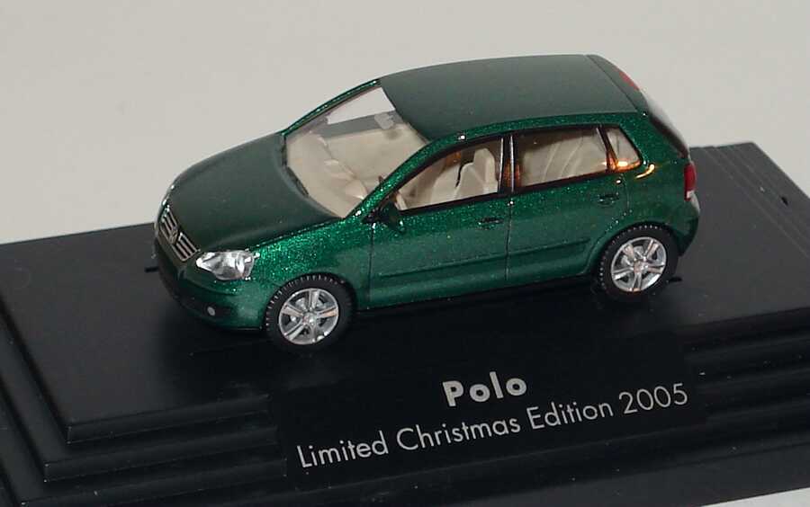 Foto 1:87 VW Polo IV Facelift 2005 (9N3) 4türig grün-met. mit goldenen Sternen Limited Christmas Edition 2005 Werbemodell Wiking 814902000