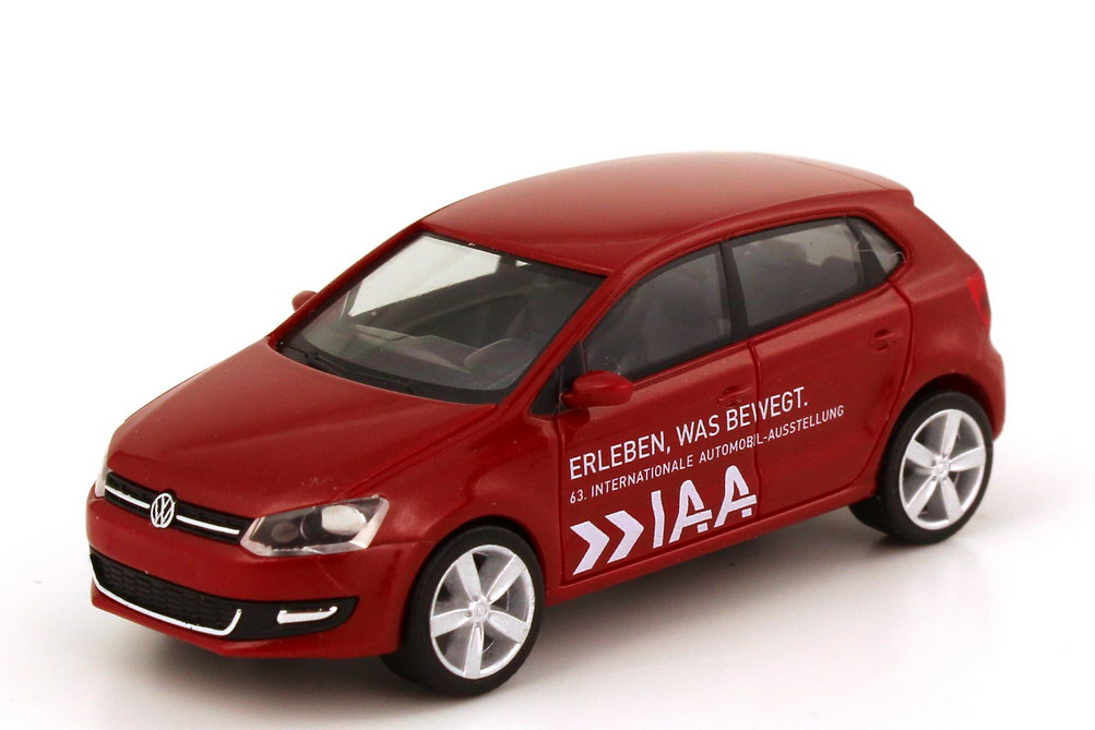 Foto 1:87 VW Polo V 2009 4türig TDI rot-met. 63. IAA 2009 - Erleben was bewegt. VW - herpa 6R0 099 301 A