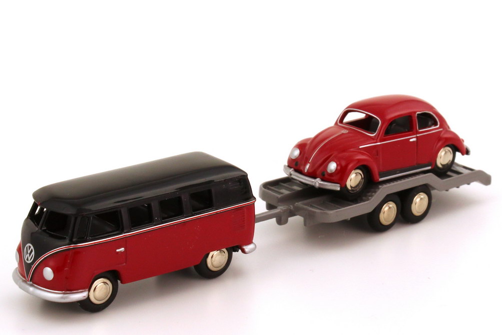 Foto 1:87 VW Setpackung 20 Jahre AutoMuseum 1985-2005 T1 Bus + Anhänger + Käfer - Werbemodell - BUB