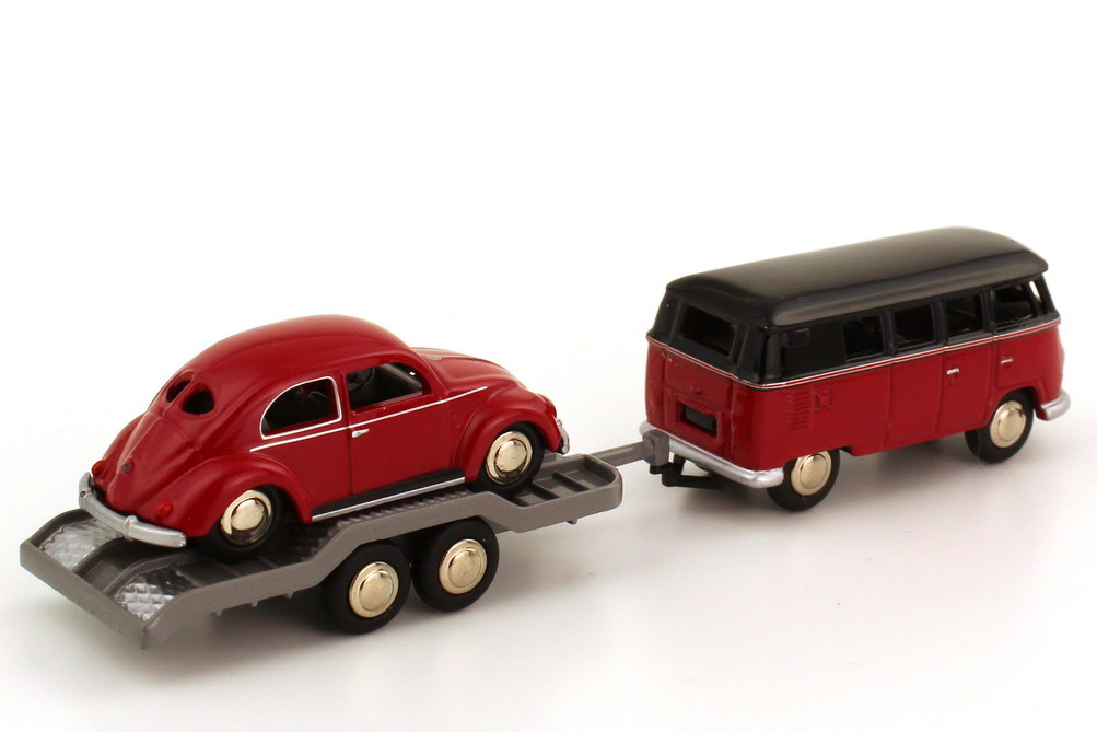 Foto 1:87 VW Setpackung 20 Jahre AutoMuseum 1985-2005 T1 Bus + Anhänger + Käfer - Werbemodell - BUB