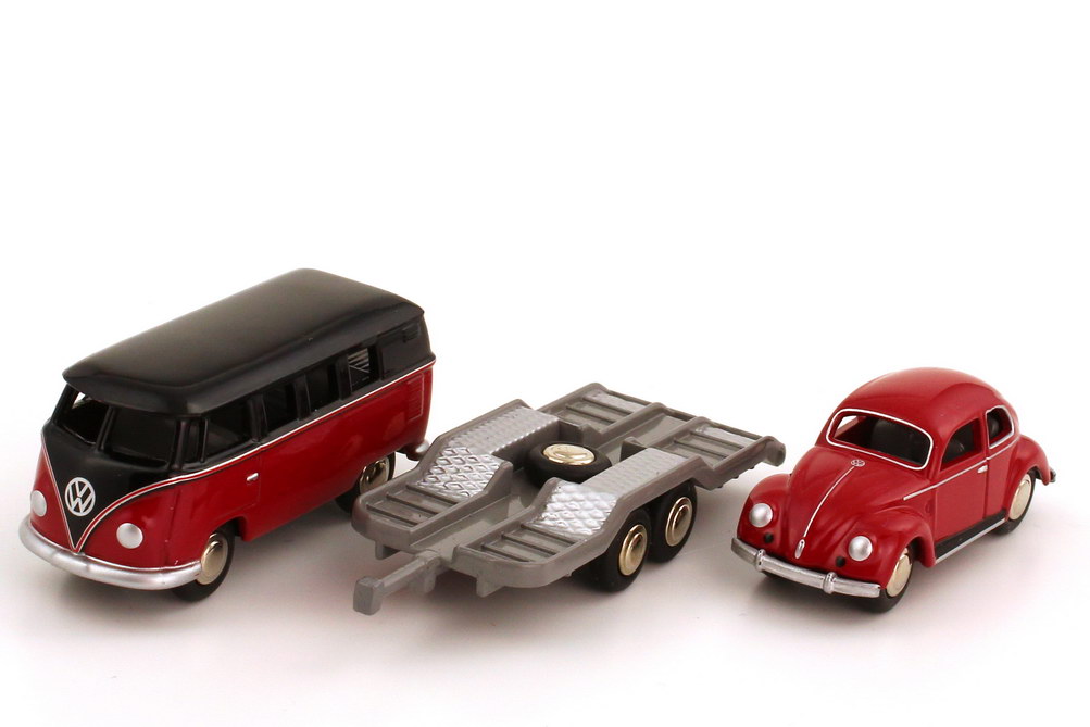Foto 1:87 VW Setpackung 20 Jahre AutoMuseum 1985-2005 T1 Bus + Anhänger + Käfer - Werbemodell - BUB