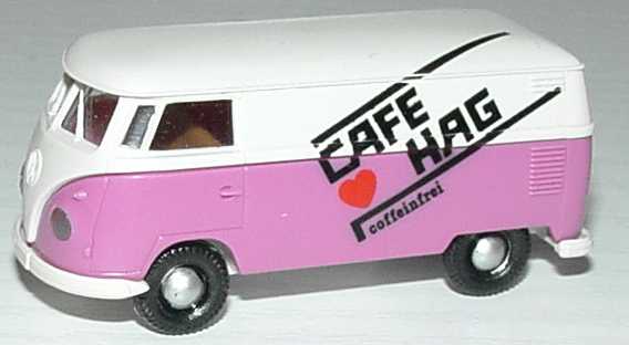 Foto 1:87 VW T1 Kasten Cafe Hag coffeinfrei lilka/weiß Brekina