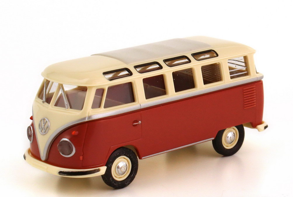 Foto 1:87 VW T1 Samba Panoramabus hellelfenbein/siegellack-rot, Top Decoration Brekina 31812