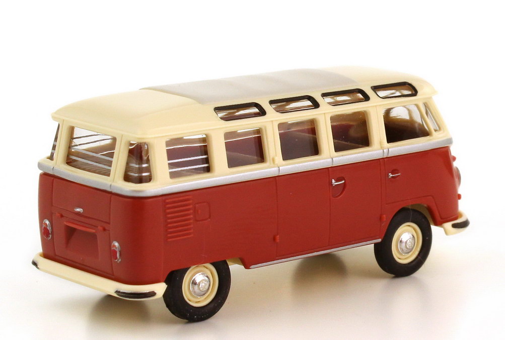 Foto 1:87 VW T1 Samba Panoramabus hellelfenbein/siegellack-rot, Top Decoration Brekina 31812