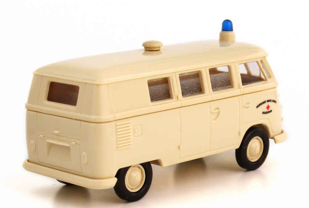 Foto 1:87 VW T1 (T1b) Bus Krankenwagen DRK Deutsches Rotes Kreuz Präsidium mit Frontdruck Brekina 31790