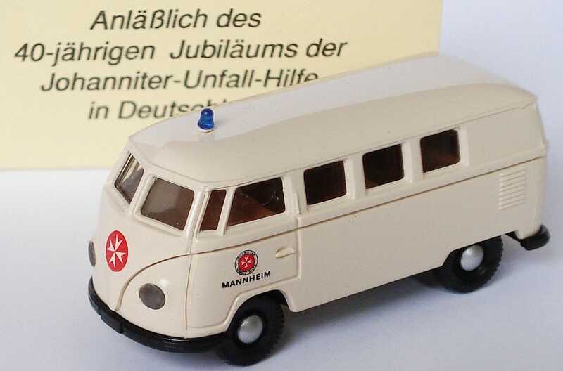 Foto 1:87 VW T1b Bus Johanniter-Unfall-Hilfe Mannheim (40 Jahre Johanniter-Unfall-Hilfe in Deutschland) Brekina