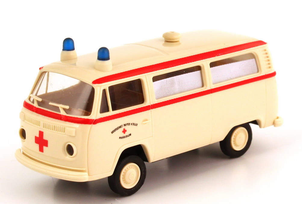 Foto 1:87 VW T2 (T2b) Bus Rettungswagen DRK Deutsche Rotes Kreuz Präsidium Brekina 33250
