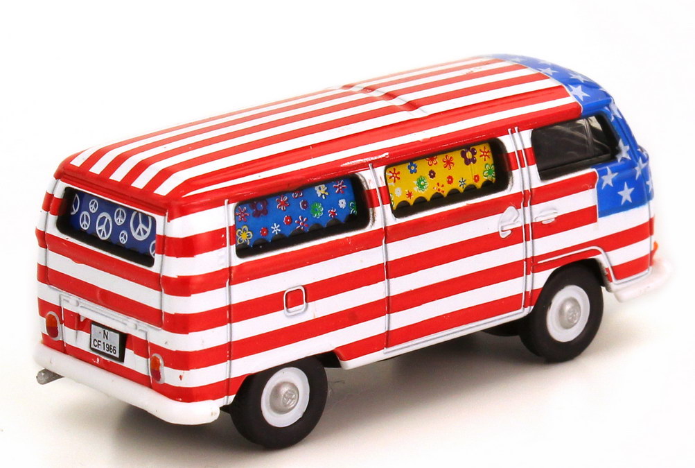 Foto 1:87 VW T2 (T2a) Hippie-Bus USA Stars and Stripes Schuco 25455
