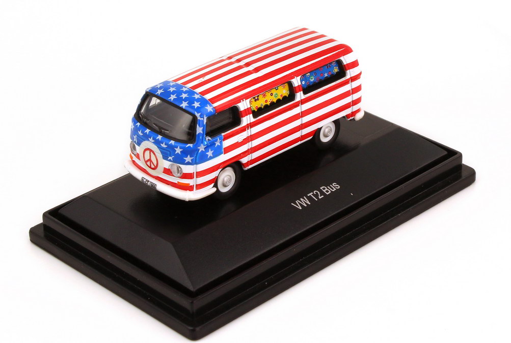 Foto 1:87 VW T2 (T2a) Hippie-Bus USA Stars and Stripes Schuco 25455