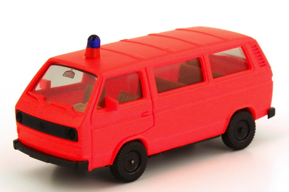 Foto 1:87 VW T3 Bus Feuerwehr tagesleuchtrot herpa 4034