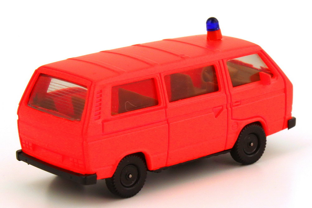 Foto 1:87 VW T3 Bus Feuerwehr tagesleuchtrot herpa 4034
