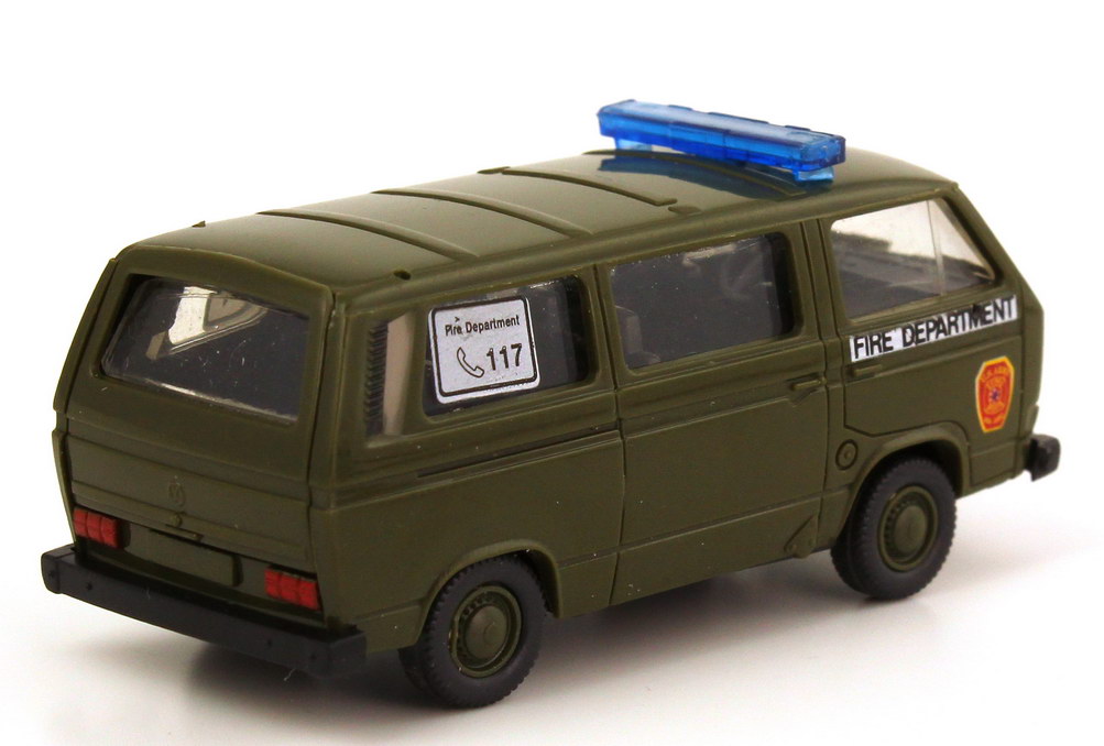 Foto 1:87 VW T3 Bus US Army Fire Department olivgrün Roco Minitanks AusSet597