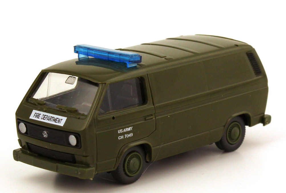 Foto 1:87 VW T3 Kasten US Army Fire Department olivgrün Roco Minitanks AusSet810