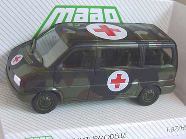 Foto 1:87 VW T4 Bus Bundeswehr Rotes Kreuz in Tarnfarben herpa 700368