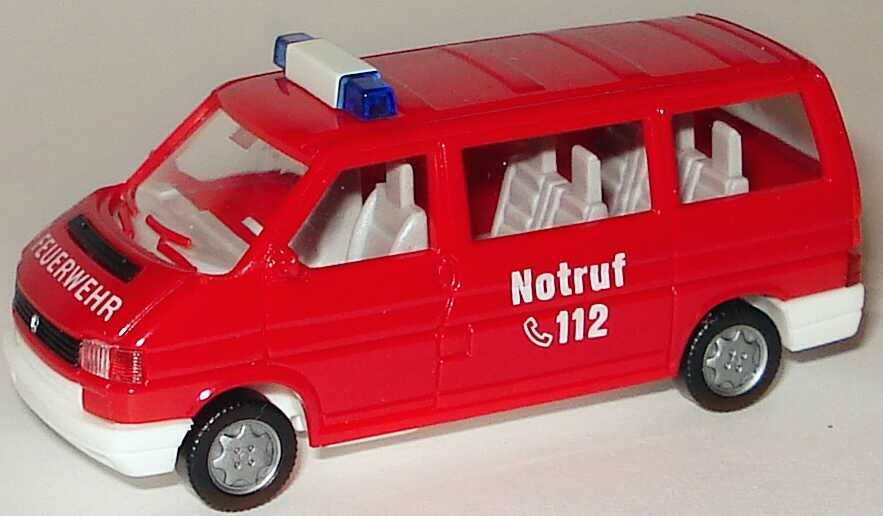 Foto 1:87 VW T4 Bus Feuerwehr Notruf 112 (Lüftungsgrill schwarz) Wiking 601