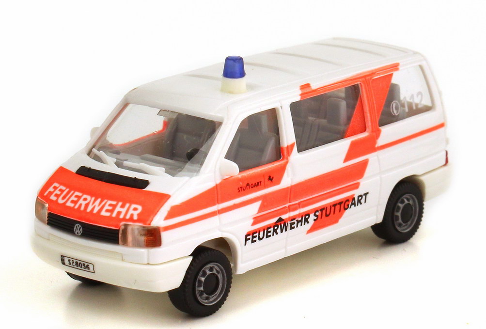 Foto 1:87 VW T4 Bus Feuerwehr Stuttgart weiß/tagesleuchtrot AMW/AWM