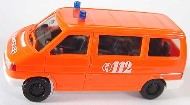 Foto 1:87 VW T4 Caravelle Feuerwehr tagesleuchtrot herpa 043120