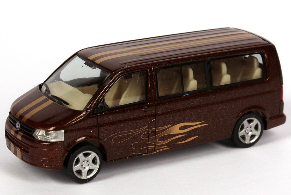 Foto 1:87 VW T5 lang Facelift braun-met. mit goldenem Design Nfz-IAA 2010 Rietze 31600