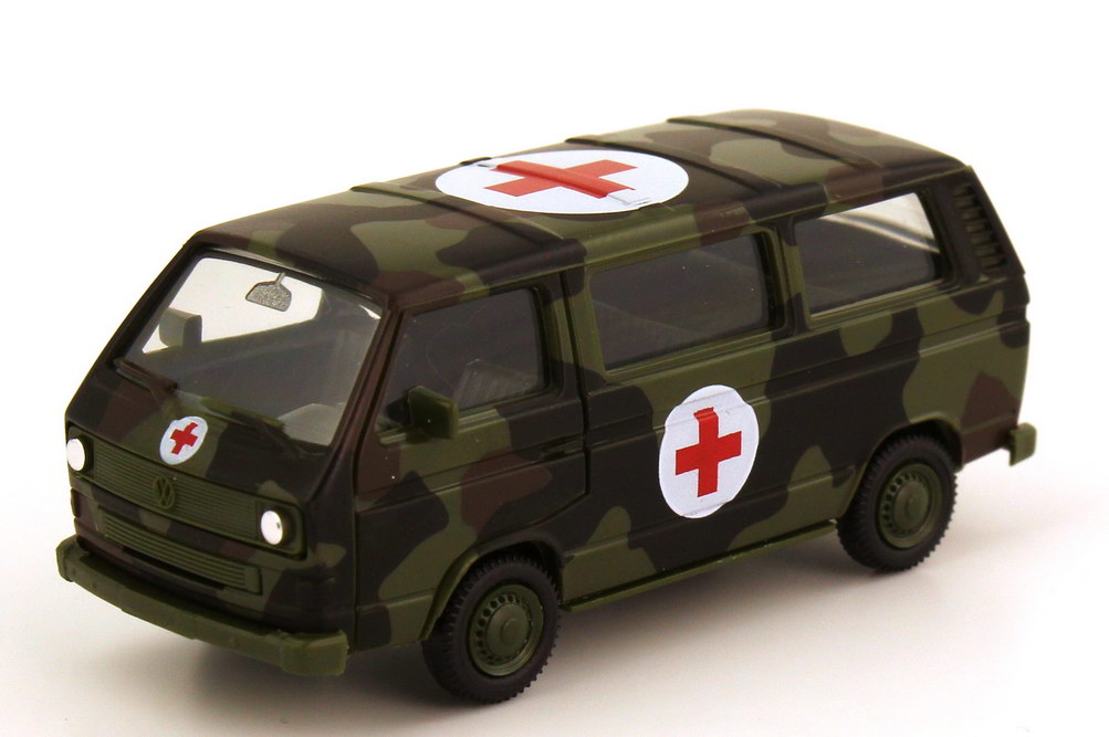 Foto 1:87 VW T3 Bus Bundeswehr Rotes Kreuz in Tarnfarben Maag 700115